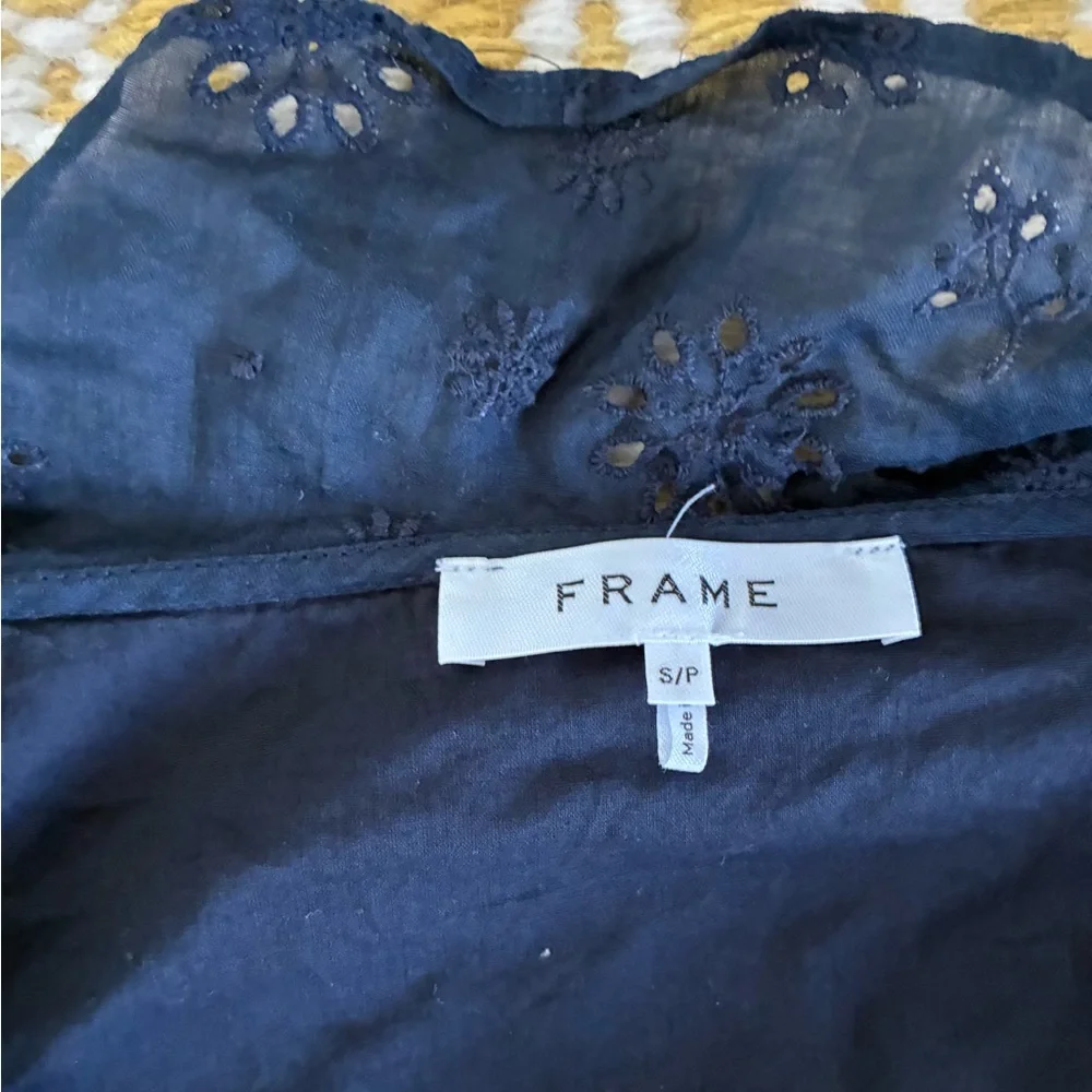 Frame Denim Navy Ruffle Blouse - Picture 2 of 3